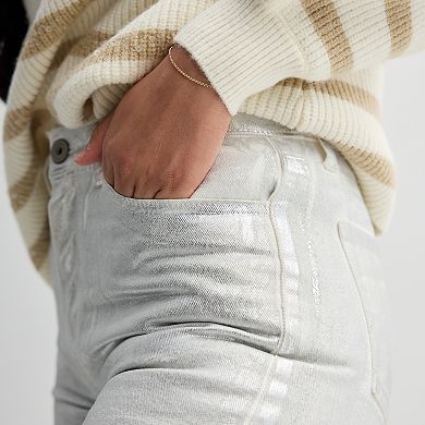 Women's Fourth + Bay Straight-Fit Foiled Denim Pants