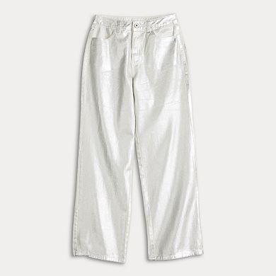 Women's Fourth + Bay Straight-Fit Foiled Denim Pants