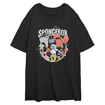 Juniors' Nickelodeon SpongeBob SquarePants Bikini Group Oversized Graphic Tee