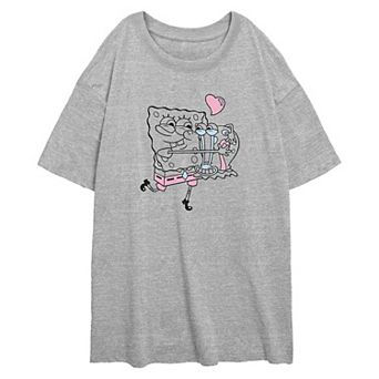 Juniors' Nickelodeon SpongeBob SquarePants And Gary Best Friends Oversized Graphic Tee