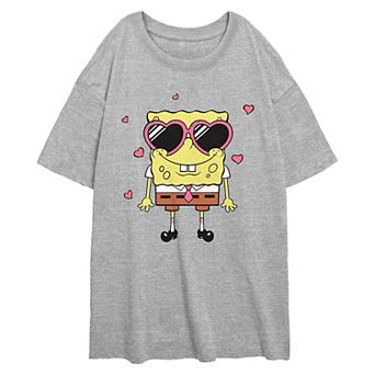 Juniors' Nickelodeon SpongeBob SquarePants Heart Shape Sunglasses Oversized Graphic Tee