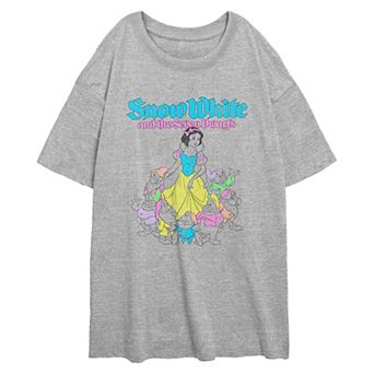 Disney's Snow White And The Seven Dwarfs Neon Colors Juniors' Oversized Graphic Tee