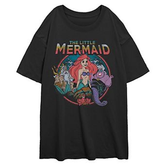 Disney's The Little Mermaid Group Stamp Juniors' Oversized Graphic Tee