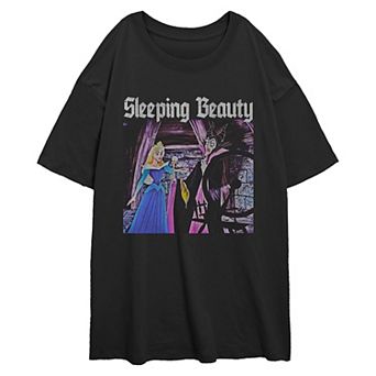 Disney's Sleeping Beauty Aurora And Maleficent Scene Juniors' Oversized Graphic Tee