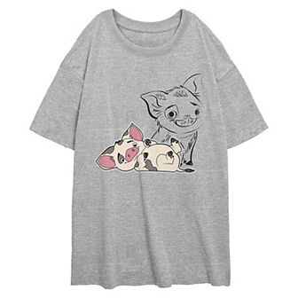 Disney's Moana Pua Overlayed Juniors' Oversized Graphic Tee