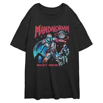 Juniors' Star Wars The Mandalorian Bounty Hunter Oversized Graphic Tee