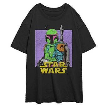 Juniors' Star Wars Neon Boba Fett Oversized Graphic Tee