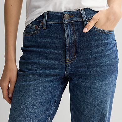 SO® Juniors High Rise Slim Straight Crop Jeans (Cut Hem)