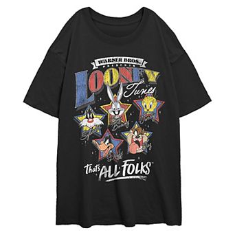 Juniors' Looney Tunes Hall Of Stars Oversized Graphic Tee