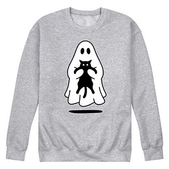 Men's Ghost Holding Black Cat Fleece Sweatshirt