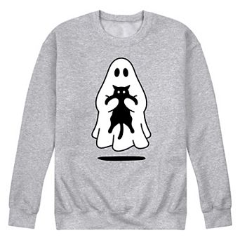 Men's Ghost Holding Black Cat Fleece Sweatshirt