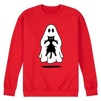 Men's Ghost Holding Black Cat Fleece Sweatshirt