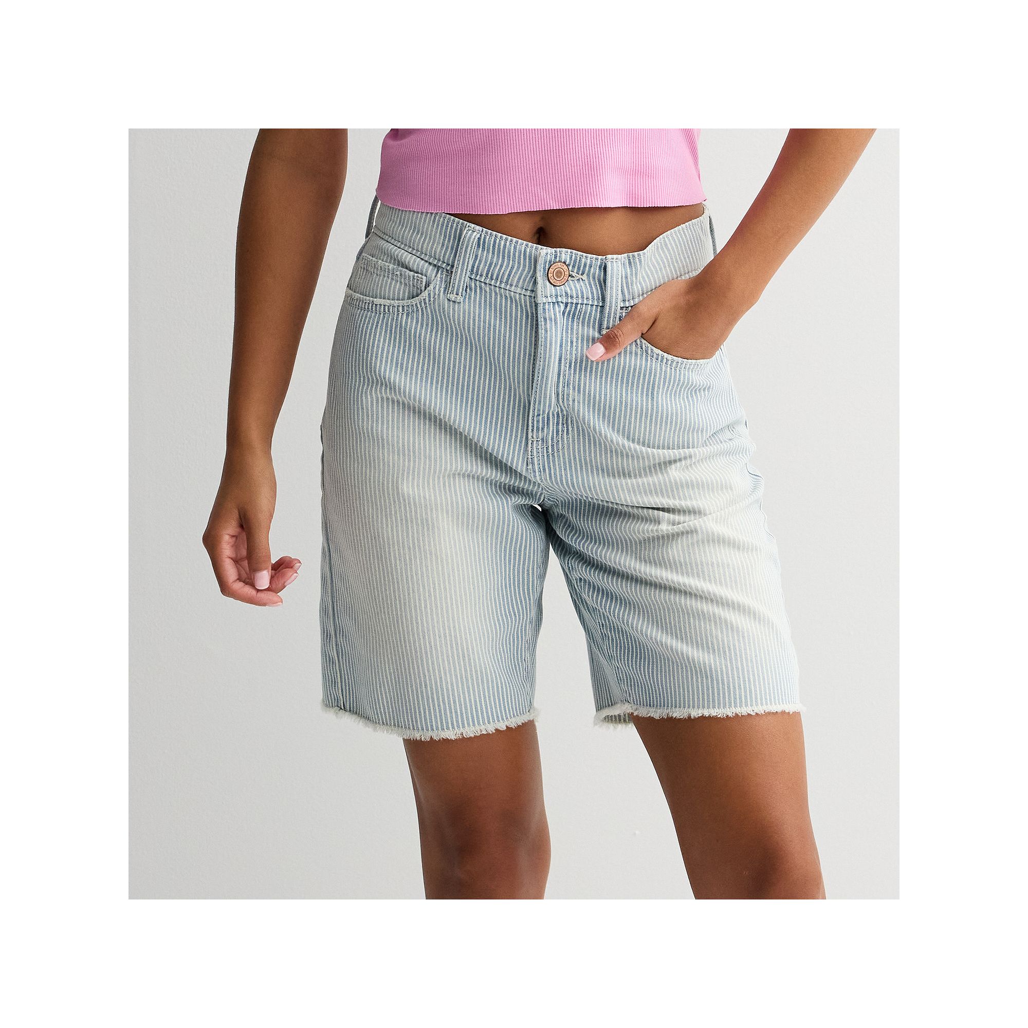 Juniors SO® Relaxed Longline Jean Shorts, Girls, Size: 3, Railroad