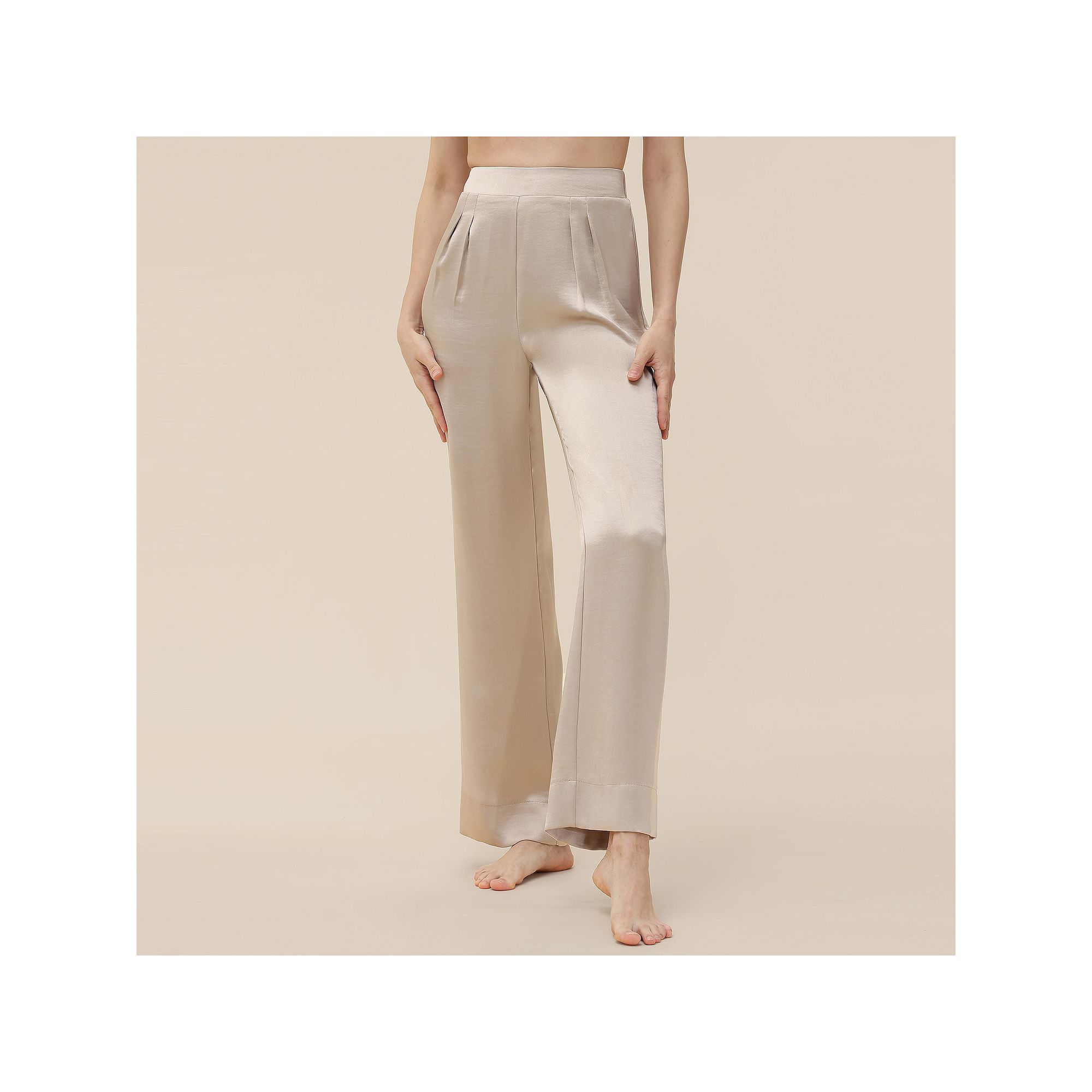 Womens Adyson Parker Satin Wide Leg Pajama Pants, Size: XS, Beige