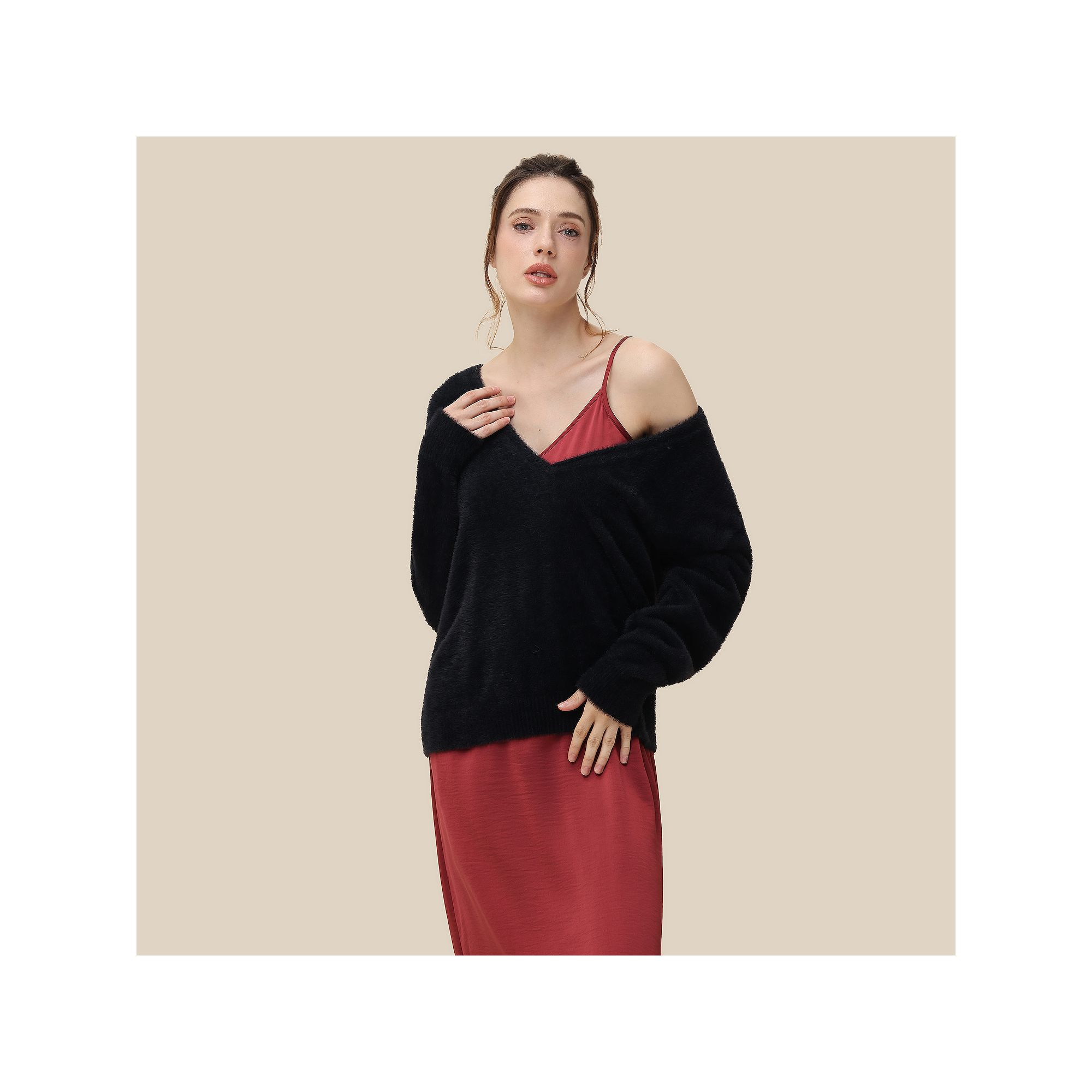 Womens Adyson Parker Oversized Jersey Sweater, Girls, Size: XS, Black Bea