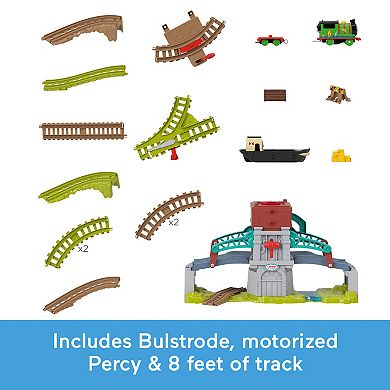 Fisher-Price Thomas & Friends Talking Bulstrode & Which-Way Bridge Toy Train Set with Sounds & Percy Engine