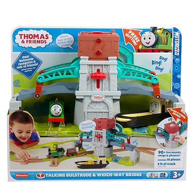 Fisher-Price Thomas & Friends Talking Bulstrode & Which-Way Bridge Toy Train Set with Sounds & Percy Engine