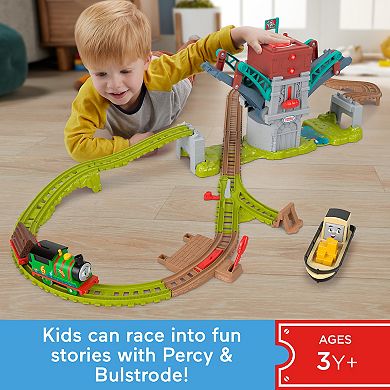 Fisher-Price Thomas & Friends Talking Bulstrode & Which-Way Bridge Toy Train Set with Sounds & Percy Engine