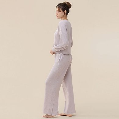 Women's Adyson Parker 2-Piece Sweater Knit Pajama Top & Pajama Bottoms Set