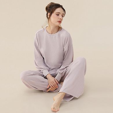 Women's Adyson Parker 2-Piece Sweater Knit Pajama Top & Pajama Bottoms Set