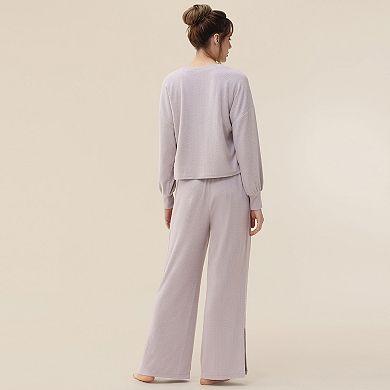 Women's Adyson Parker 2-Piece Sweater Knit Pajama Top & Pajama Bottoms Set