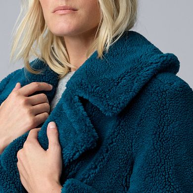 Petite Simply Vera Vera Wang Cropped Sherpa Jacket