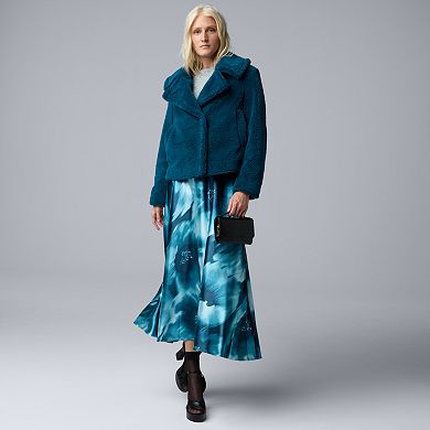 Petite Simply Vera Vera Wang Cropped Sherpa Jacket