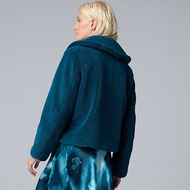 Petite Simply Vera Vera Wang Cropped Sherpa Jacket