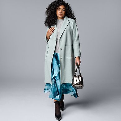 Plus Size Simply Vera Vera Wang Brushed Melton Coat