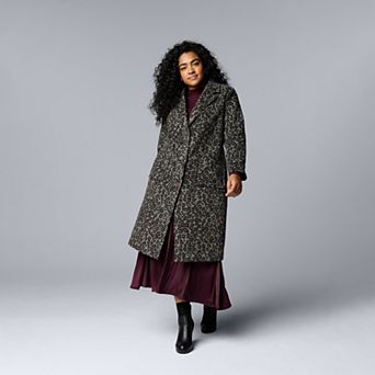 Plus Size Simply Vera Vera Wang Brushed Melton Coat