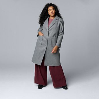 Plus Size Simply Vera Vera Wang Brushed Melton Coat
