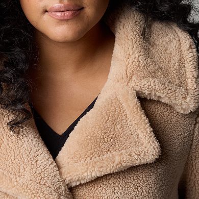 Plus Size Simply Vera Vera Wang Cropped Sherpa Jacket