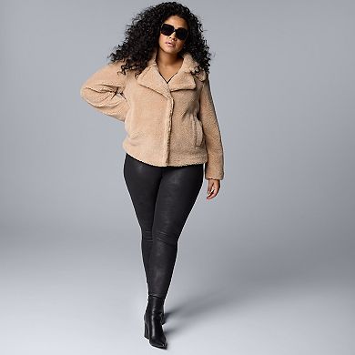 Plus Size Simply Vera Vera Wang Cropped Sherpa Jacket