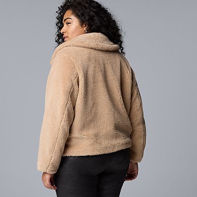 Plus Size Simply Vera Vera Wang Cropped Sherpa Jacket