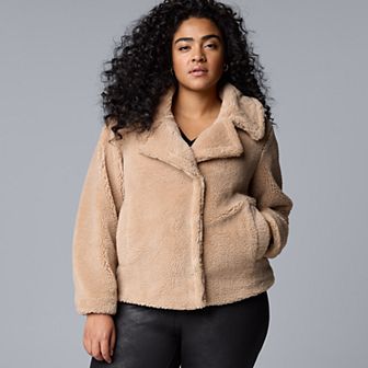Plus Size Simply Vera Vera Wang Cropped Sherpa Jacket