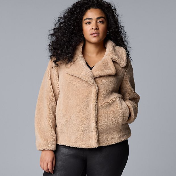 Plus Size Simply Vera Vera Wang Cropped Sherpa Jacket