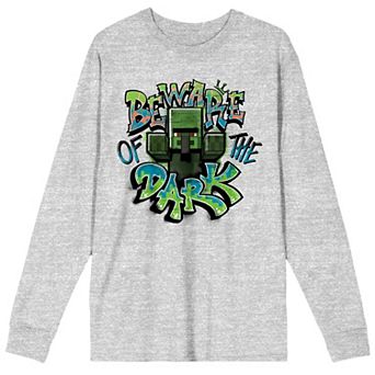 Men's Minecraft Zombie Villager Beware Of The Dark Long Sleeve Tee