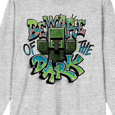 Men's Minecraft Zombie Villager Beware Of The Dark Long Sleeve Tee