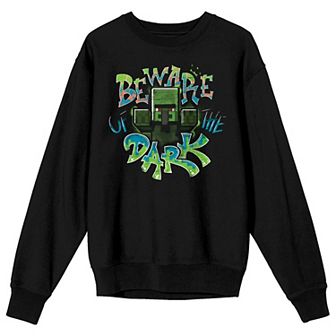 Men's Minecraft Beware Of The Dark Long Sleeve Graphic Pullover