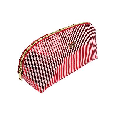 Red and Pink Stripe Makeup Pouch