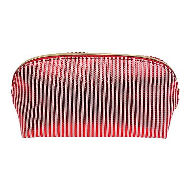 Red and Pink Stripe Makeup Pouch