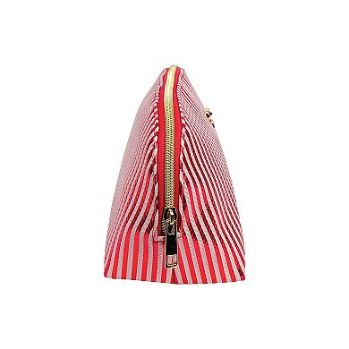 Red and Pink Stripe Makeup Pouch