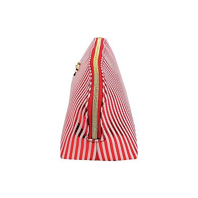 Red and Pink Stripe Makeup Pouch
