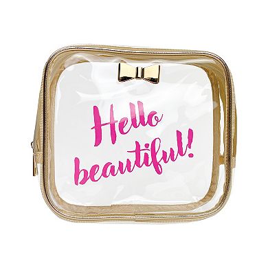 "Hello Beautiful" Clear Makeup Bag with Travel Bottles