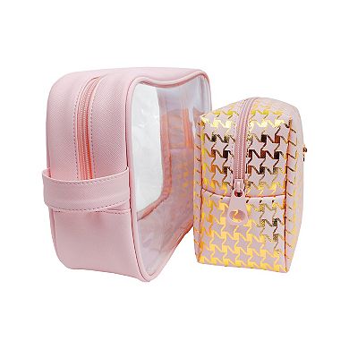 2-Piece Light Pink Makeup Bag Set