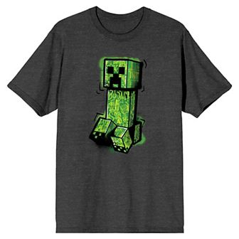Men's Minecraft Creeper Drawing Short Sleeve Graphic Tee