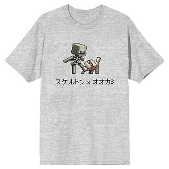 Men's Minecraft Skeleton Skin Short Sleeve Graphic Tee