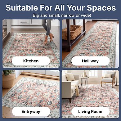 Well Woven Elle Basics Gala Black Vintage Botanical Oriental Area Rug