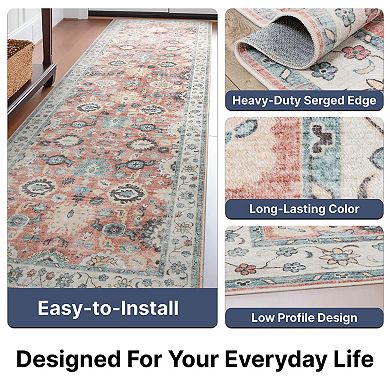 Well Woven Elle Basics Gala Black Vintage Botanical Oriental Area Rug