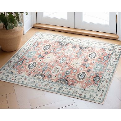 Well Woven Elle Basics Gala Black Vintage Botanical Oriental Area Rug